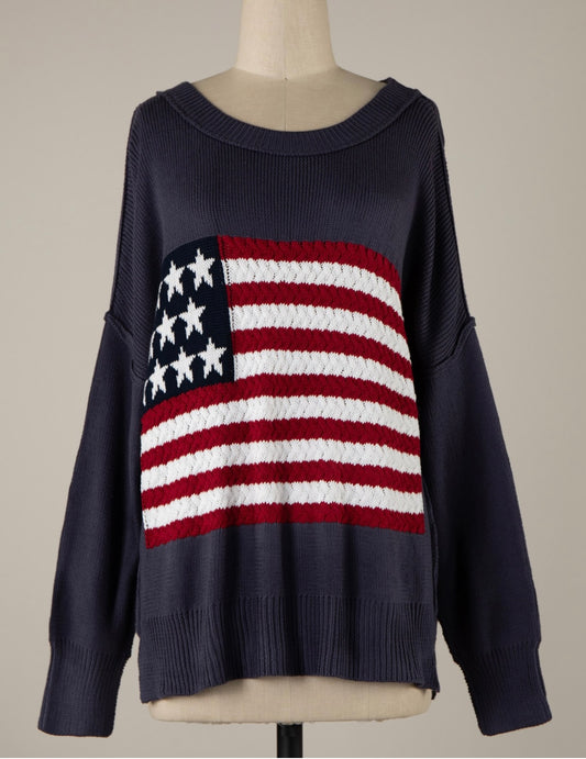 Navy flag sweater