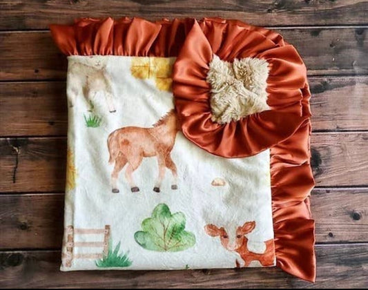 Farm print blanket