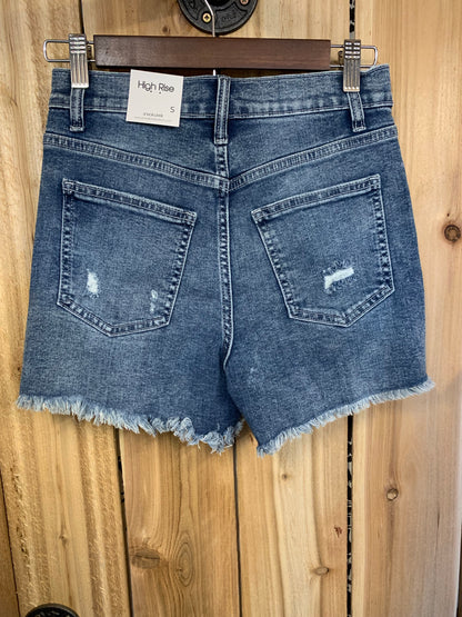 High rise distressed shorts